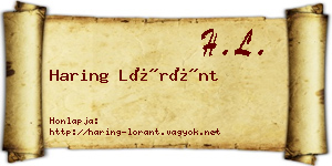 Haring Lóránt névjegykártya